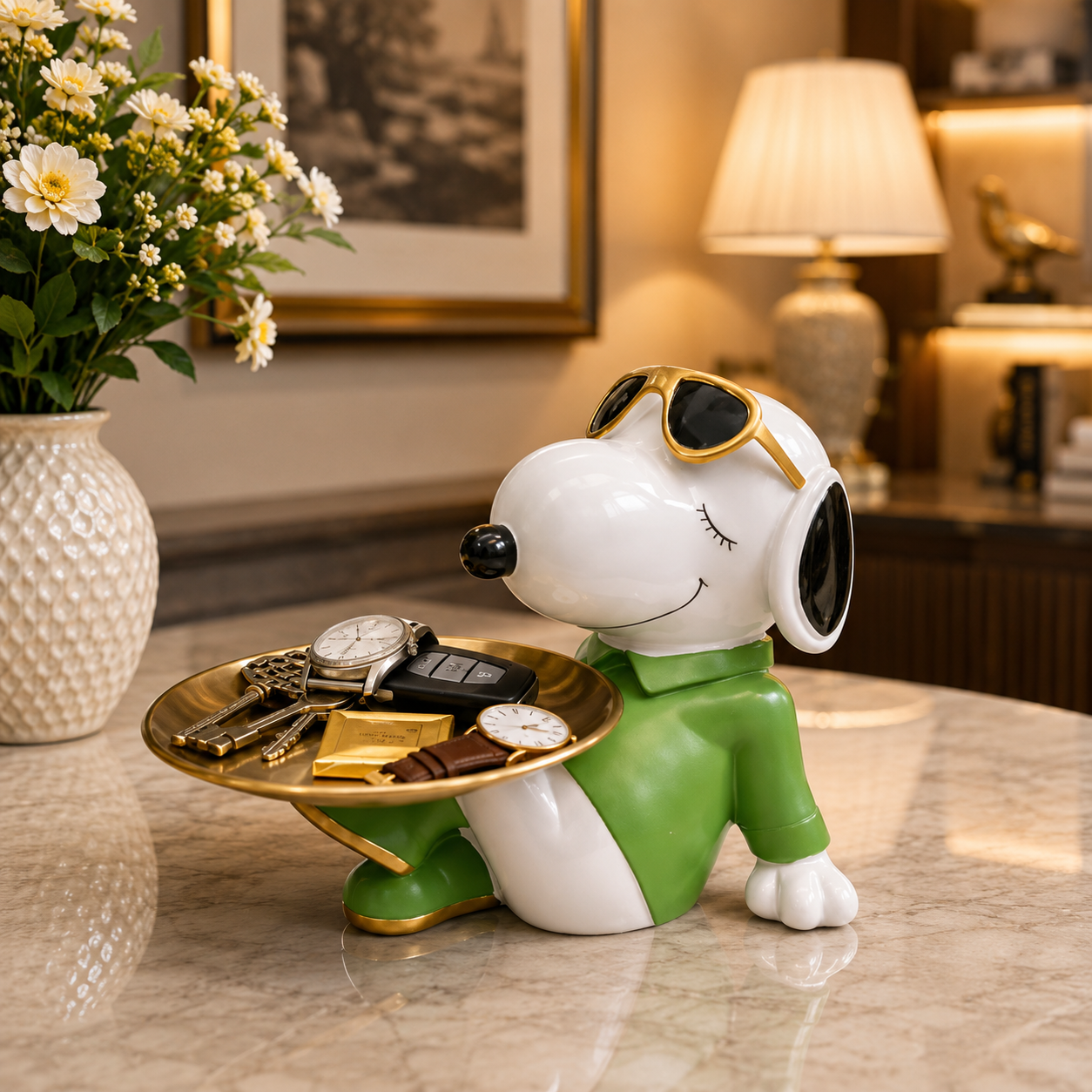 Snoopy Butler Tray – Luxury Cartoon Organizer Sculpture for Keys & Essentials