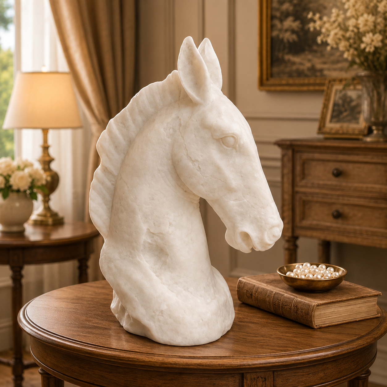 Rustic Majesty Horse Sculpture – Luxury Marble Dust Horse Head Decor