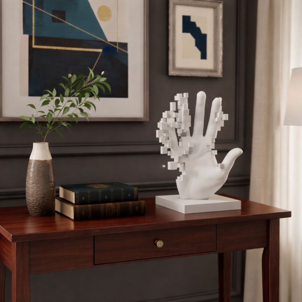 Pixelated Hand Sculpture