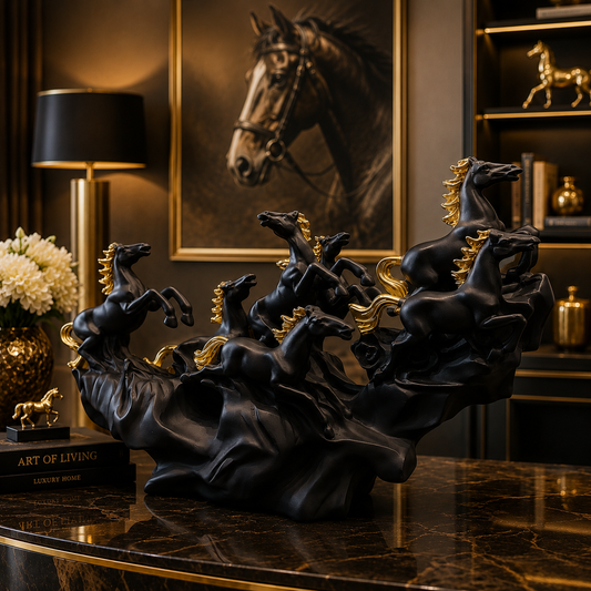 Majestic Gallop Horse Sculpture – Luxury Running Horses Décor Showpiece