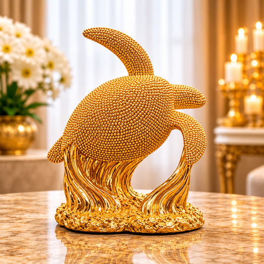 Golden Prosperity Turtle Sculpture – Luxury Vastu Décor Accent