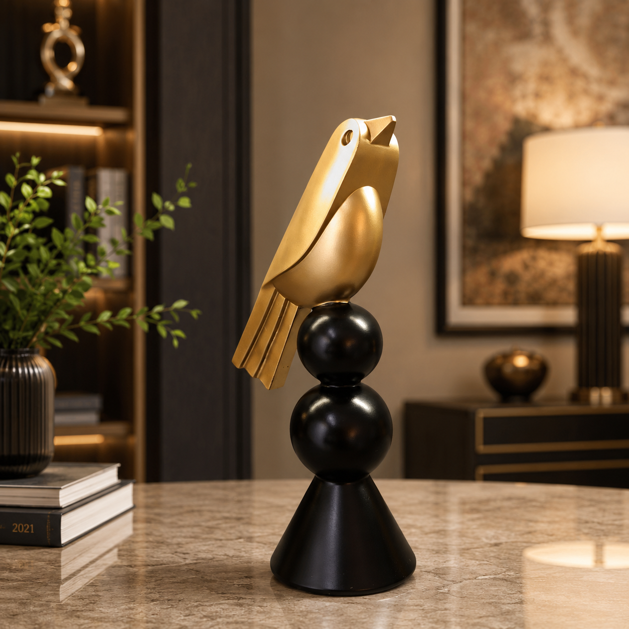 Aurelia Perch – Luxury Golden Bird Sculpture