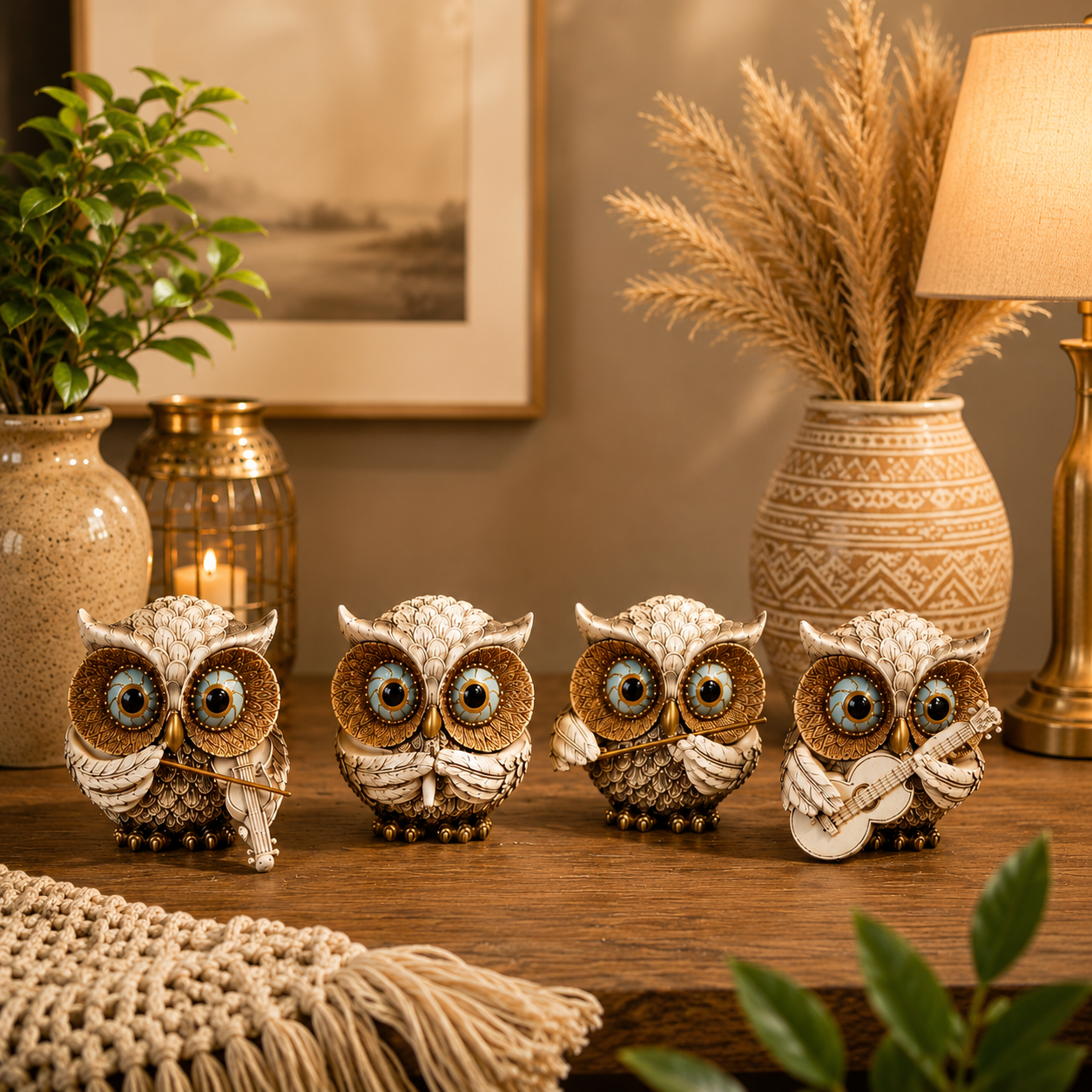 Melody Owl Quartet – Luxury Musical Owl Figurine Set