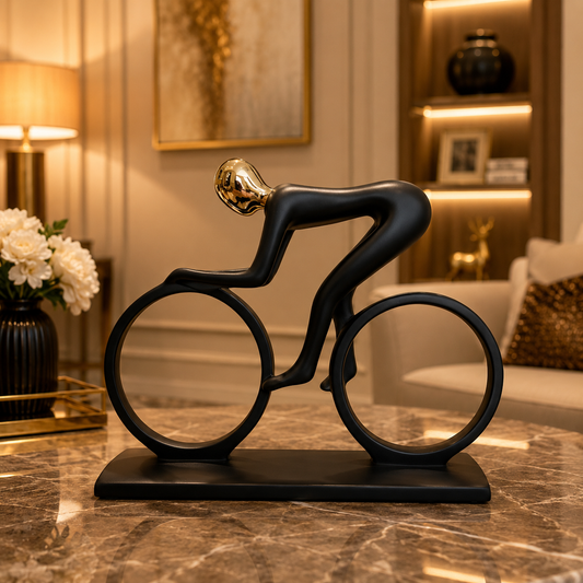 Matte Black Cyclist Figurine Sculpture With Gold Head - M&I Home Decor - alternate view