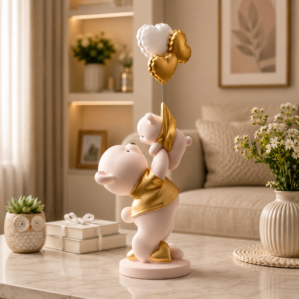Father & Son Bear Sculpture – Luxury Family Bond Decorative Figurine