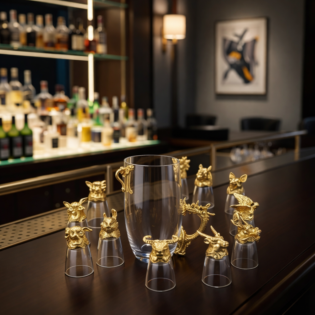 Zodiac sign shot glasses with decanter