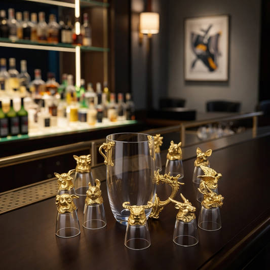 Zodiac sign shot glasses with decanter
