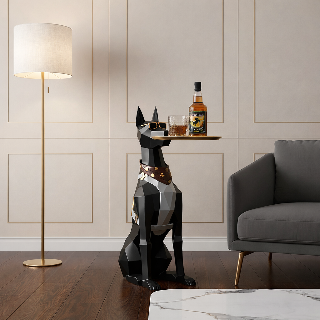Doberman Butler Accent Table Sculpture