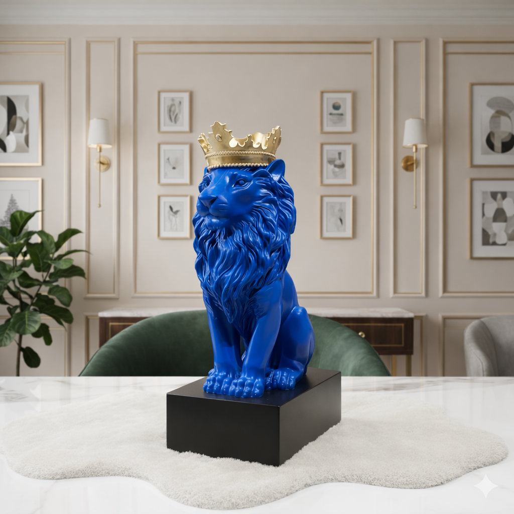 Azure Regal Lion Sculpture