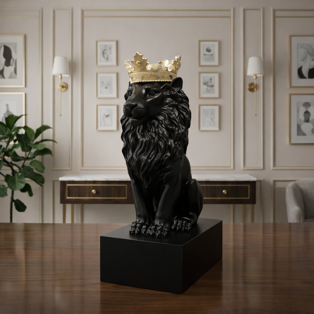 Azure Regal Lion Sculpture