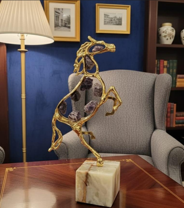 Marble crystal metal horse